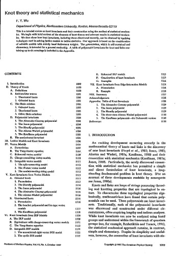 Knot Theory and Statistical Mechanics
