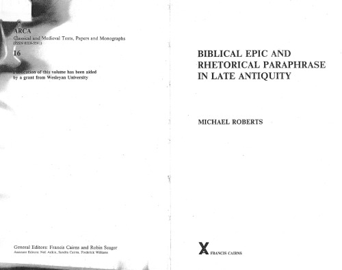 Biblical Epic and Rhetorical Paraphrase in Late Antiquity