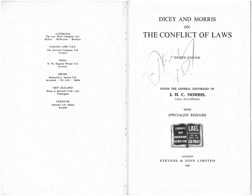 The Conflict of Laws