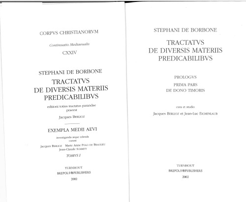 Tractatus de diversis materiis predicabilibus: Prologus; Pars 1 De dono timoris