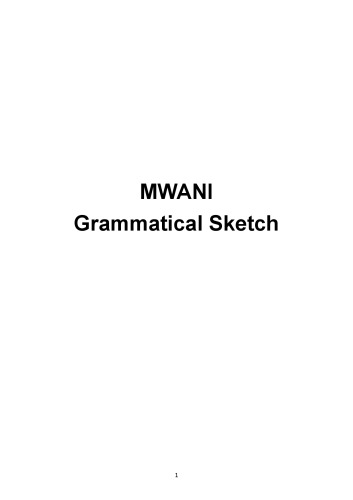 Mwani Grammatical Sketch