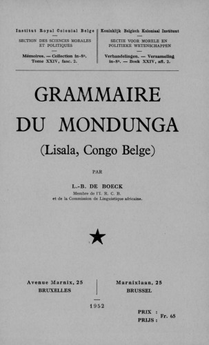 Grammaire du mondunga (Lisala, Congo belge)