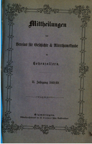 Mitteilungen des Vereins für Geschichte und Altertumskunde in Hohenzollern