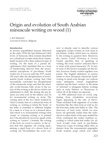 Origin and evolution of South Arabian minuscule writing on wood (1)