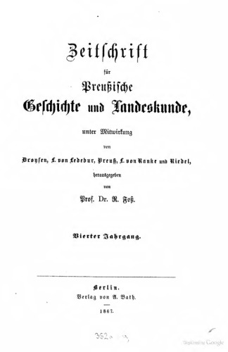 Zeitschrift für preußische Geschichte und Landeskunde