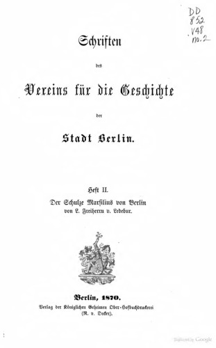 Der Schulze Marsilius von Berlin