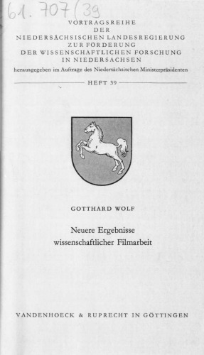 Neuere Ergebnisse wissenschaftlicher Filmarbeit