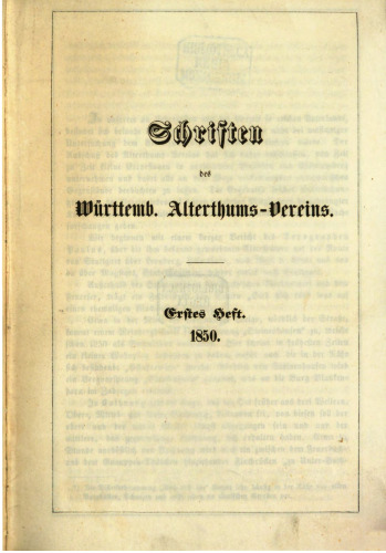 Schriften des Württembergischen Altertums-Vereins