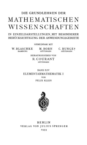 Elementarmathematik vom höheren Standpunkte aus