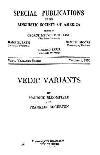 Vedic variants. Verbs