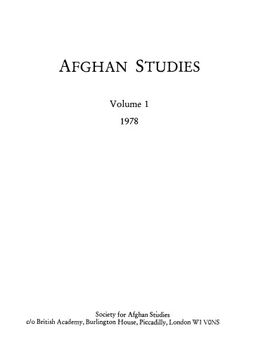 Afghan Studies 1978 Volume 1
