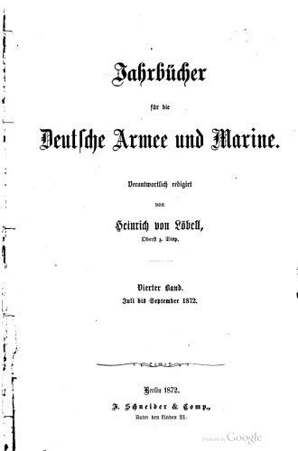 Jahrbücher für die Deutsche Armee und Marine / Juli bis September 1872