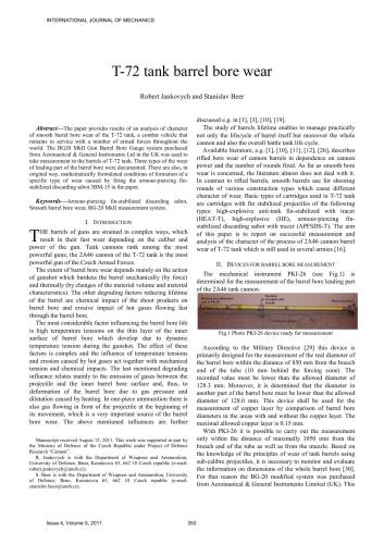 Jankovych Robert, Beer Stanislav, T-72 tank barrel bore wear