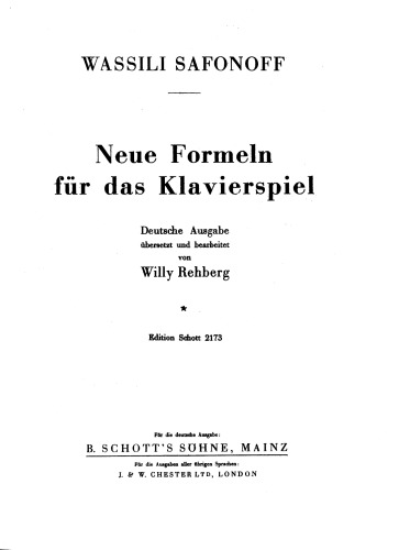 Neue Formeln für das Klavierspiel