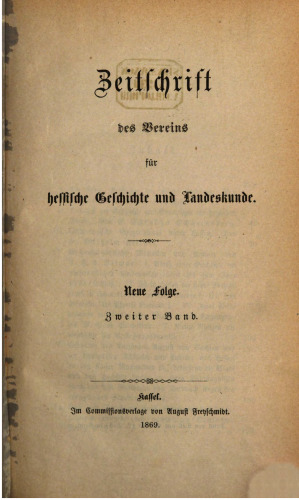 Zeitschrift des Vereins für hessische Geschichte und Landeskunde