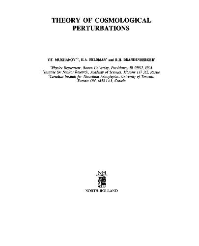 Theory of cosmological perturbations