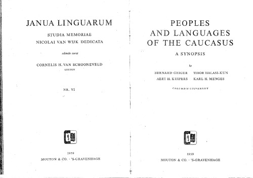 Peoples and Languages of the Caucasus. A Synopsis.