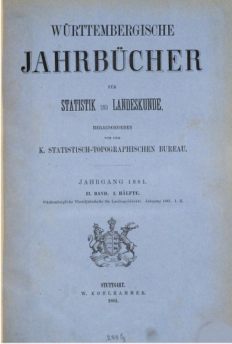 Württembergische Jahrbücher für Statistik und Landeskunde