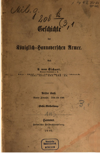 Geschichte der Königlich-Hannoverschen Armee / 1756 bis 1789