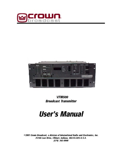 CROWN VFM500 Broadcast Transmitter