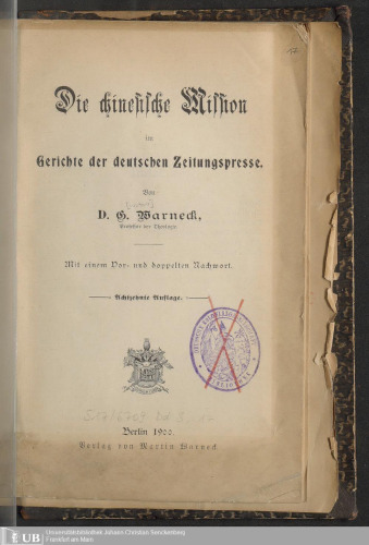 Die chinesische Mission im Gerichte der deutschen Zeitungspresse
