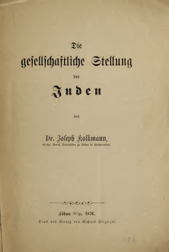 Die gesellschaftliche Stellung der Juden