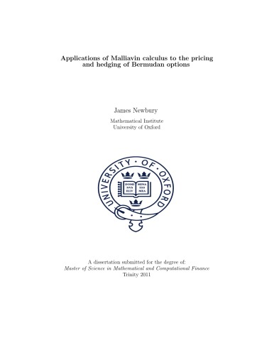 Applications of Malliavin calculus to the pricing and hedging of Bermudan options