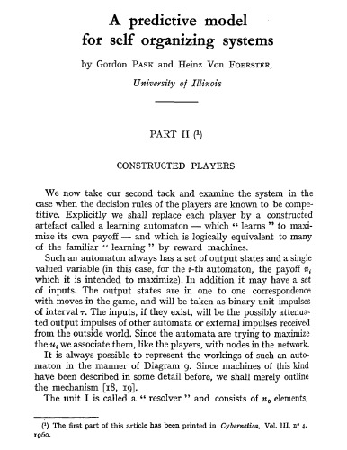 A predictive model for self organizing systems II