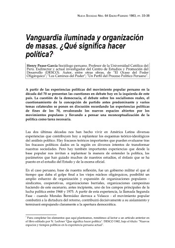 Vanguardia iluminada y organización de masas. ¿Qué significa hacer política? (Perú)
