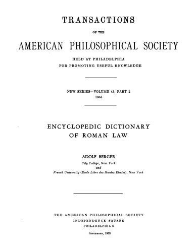 Encyclopedic Dictionary of Roman Law