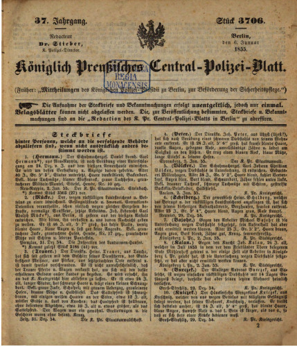 Königlich Preußisches Central-Polizei-Blatt