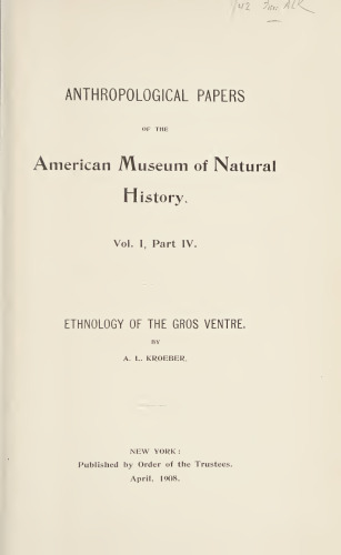 Ethnology of the Gros Ventre