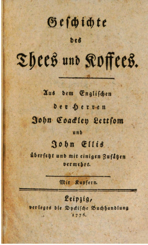 Geschichte des Thees und Koffees [Tees und Kaffees]