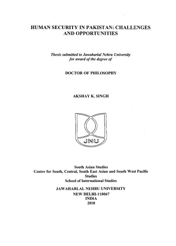 Human Security in Pakistan: Challenges and Opportunities