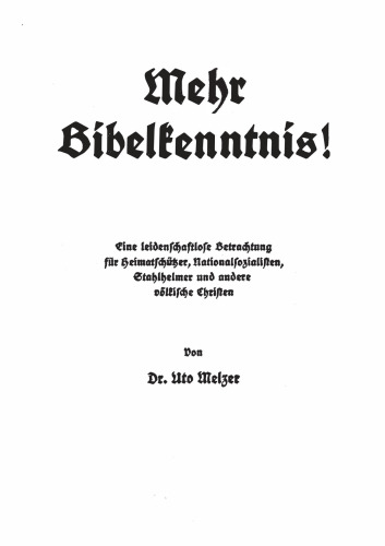 Mehr Bibelkenntnis (1932, 33 S., Scan-Text, Fraktur)
