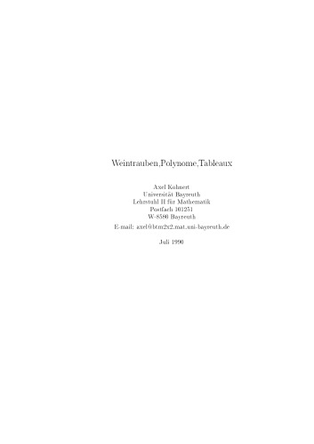 Weintrauben, Polynome, Tableaux