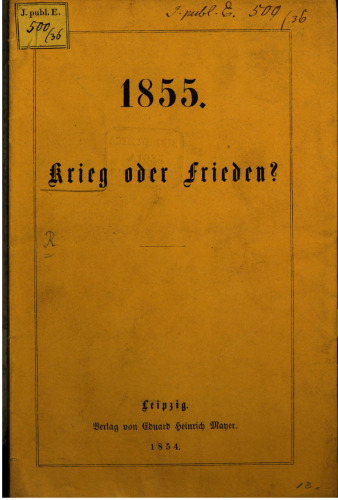 1855. Krieg oder Frieden?