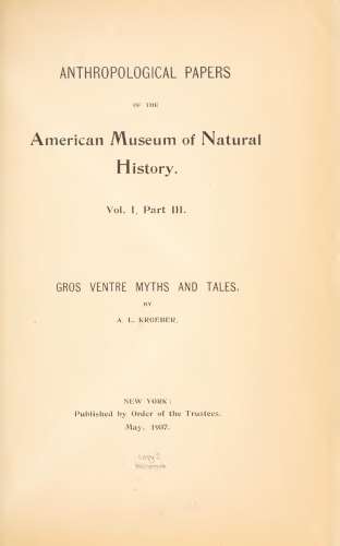 Gros Ventre Myths and Tales