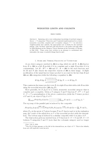 Weighted limits and colimits [notes]