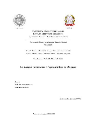 La Divina Commedia e l'apocatastasi di Origene