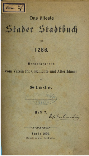Das älteste Stader Stadtbuch von 1286