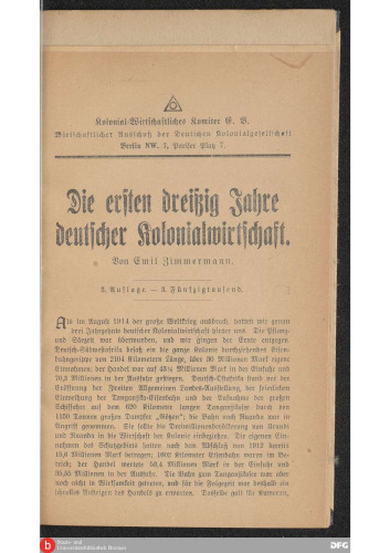 Die ersten dreißig Jahre deutscher Kolonialwirtschaft