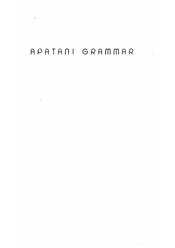 Apatani Grammar