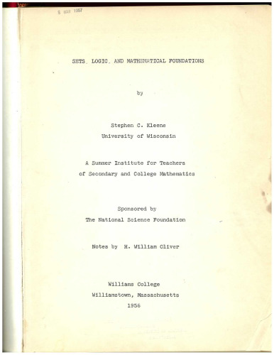 Sets, Logic, and Mathematical Foundations