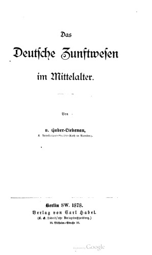 Das deutsche Zunftwesen im Mittelalter