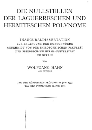 Die Nullstellen der Laguerreschen und Hermiteschen Polynome