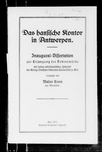 Das hansische Kontor in Antwerpen