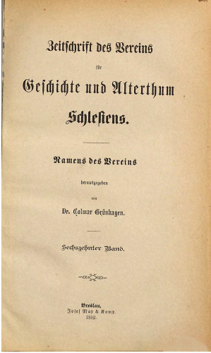 Zeitschrift des Vereins für Geschichte und Altertum Schlesiens