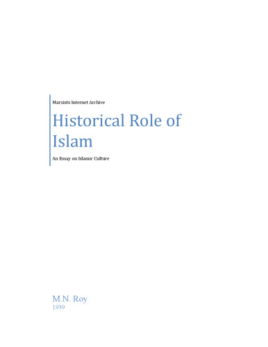 Historical Role of Islam: An Essay on Islamic Culture