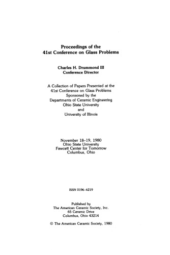 41st Conference on Glass Problems